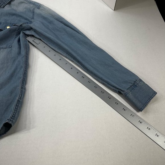 Michael Michael Kors Women's Size Small Shirt Snap Front Chambray Blue Preowned - Picture 10 of 14